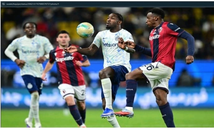 Inter Milan Kalah Adu Penalti Melawan Bologna di semifinal Piala Super Italia 2025.